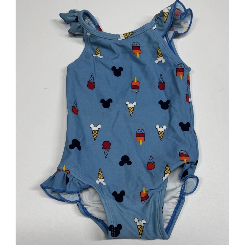 Hanna Andersson x Disney Swimsuit Baby Girl 12-18 Month Blue Mickey Ice Cream